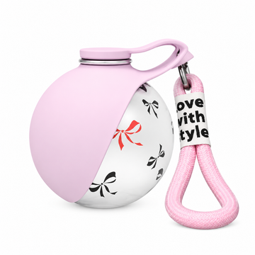 Gourde de voyage en acier avec motif nœuds papillon - Rose