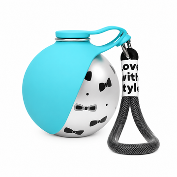 Gourde de voyage en acier avec motif nœuds papillon - Bleu