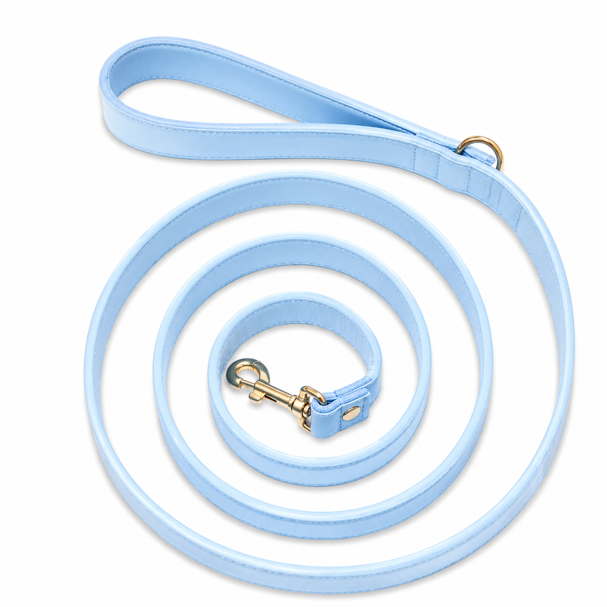Laisse Cuir Bleu Claire